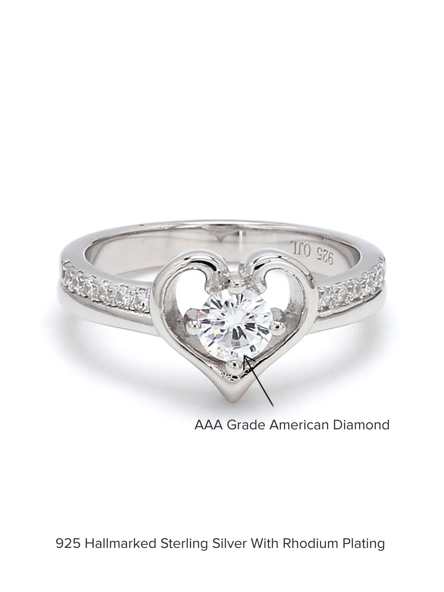 1 Carat Heart Shaped Love Ring In Silver