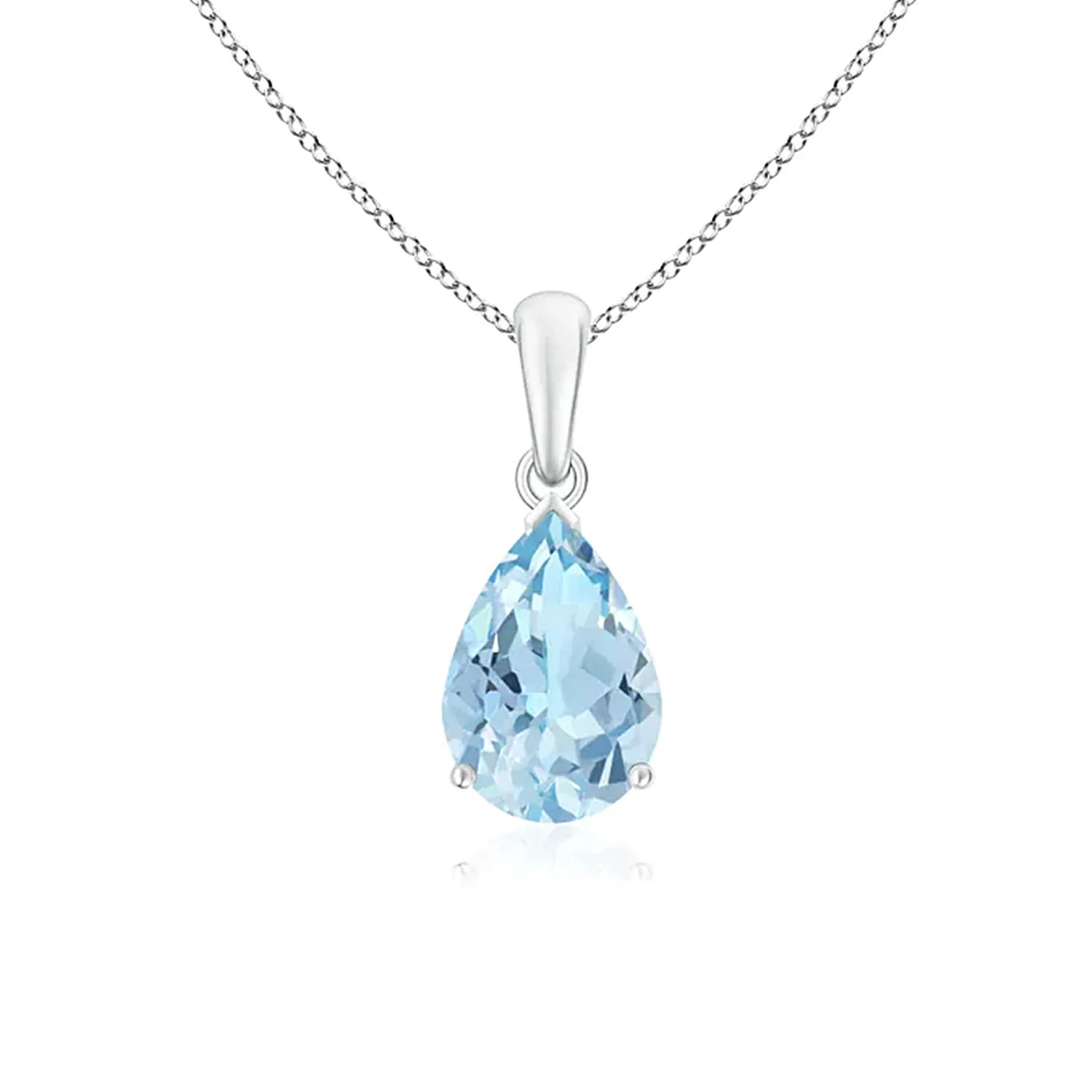 1 CT. Pear Shape Aquamarine Solitaire Pendant