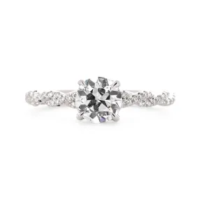 1.03ctw Circular Brilliant Diamond Engagement Ring, Twist Pavê - 14K White Gold