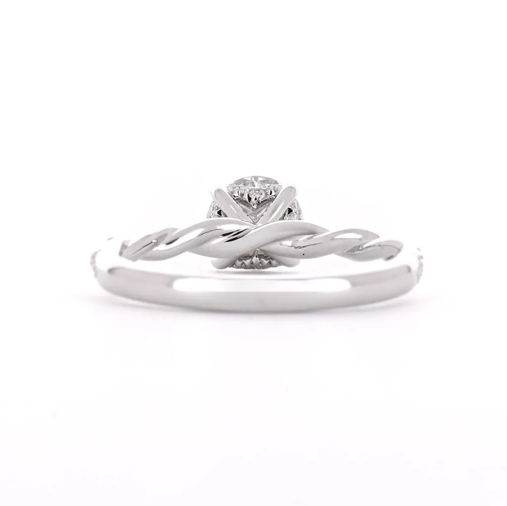 1.03ctw Circular Brilliant Diamond Engagement Ring, Twist Pavê - 14K White Gold