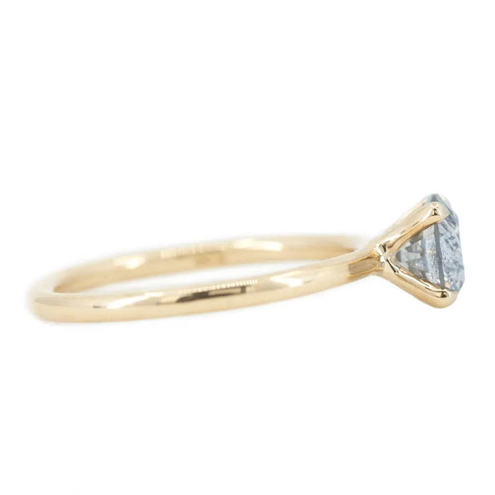 1.09ct Round Salt and Pepper Diamond Solitaire in 14k Yellow Gold