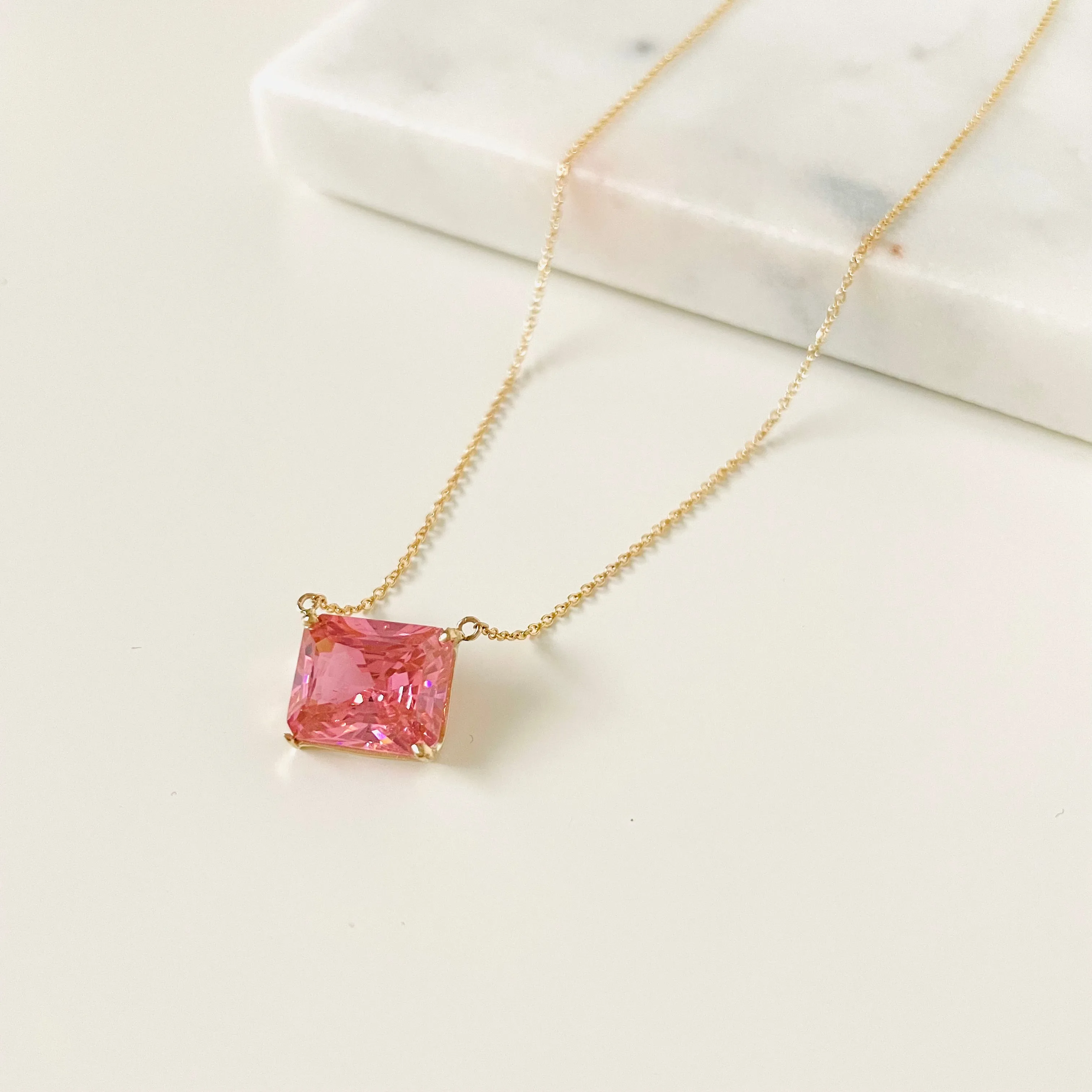 10K Forthright Pink Ice Crystal Necklace