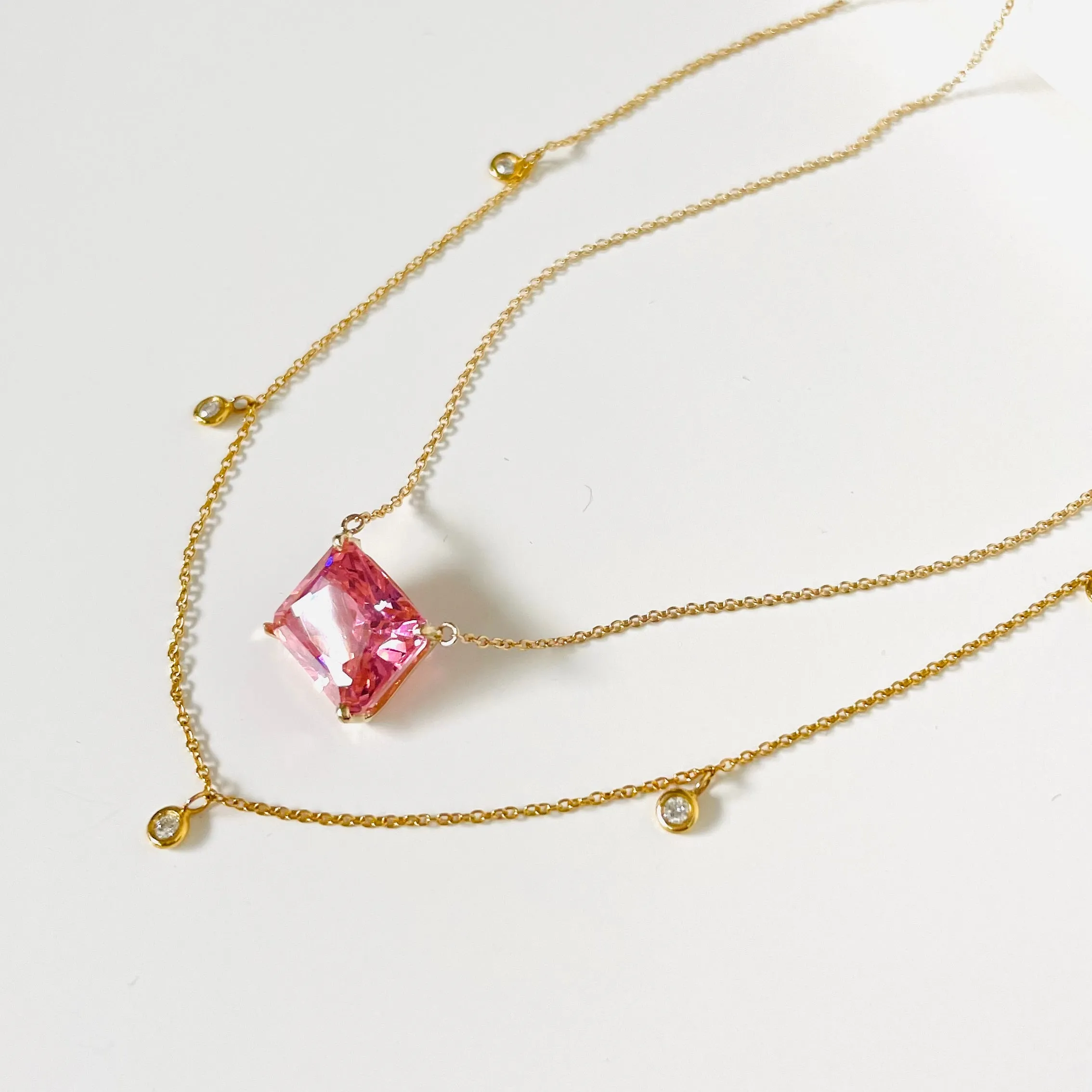 10K Forthright Pink Ice Crystal Necklace