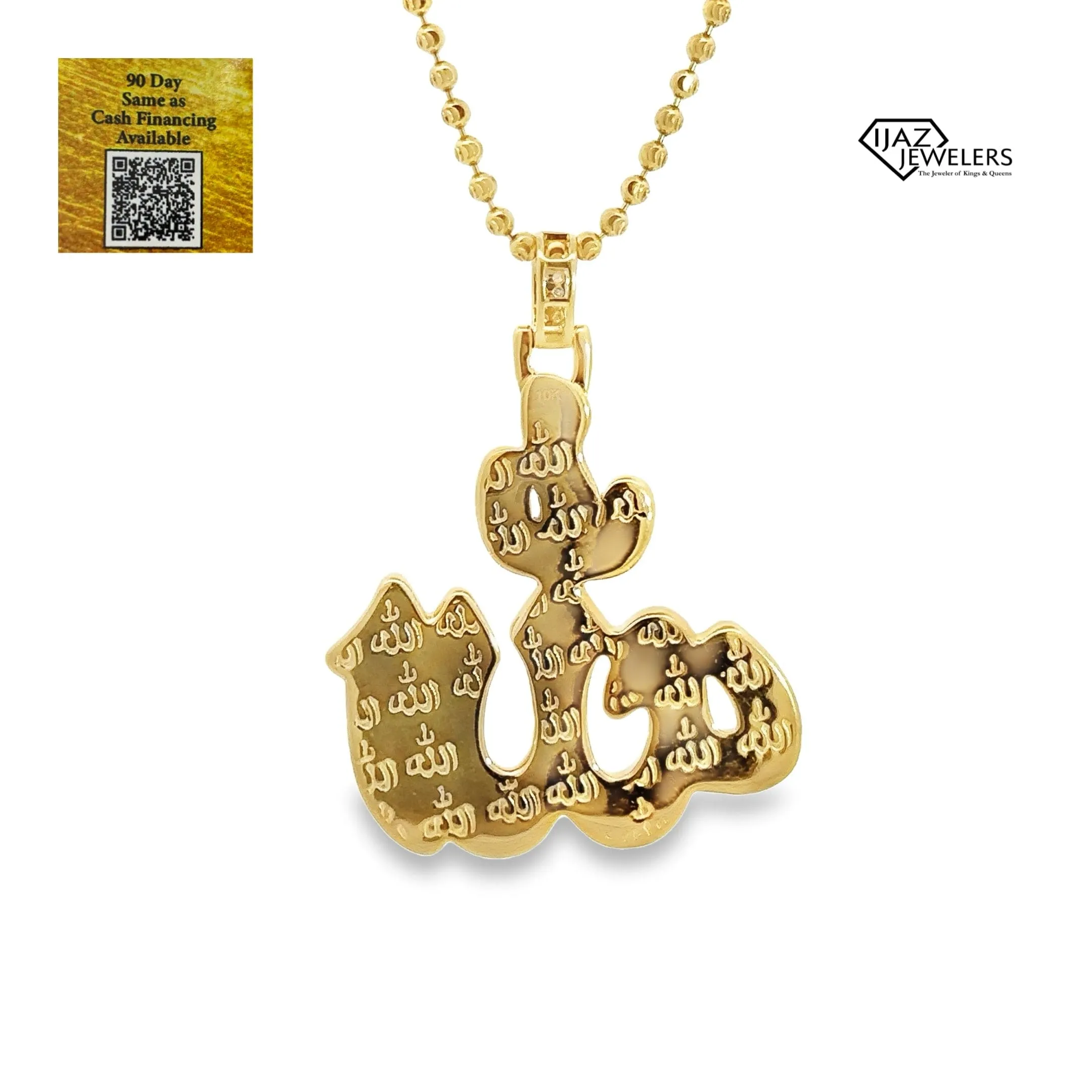 10K Gold 1.50 CTW Diamond ALLAH Charm