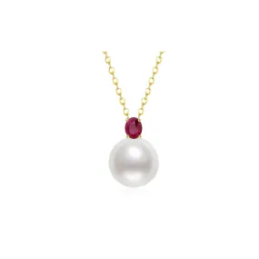 18K Solid Gold Pearl Necklace KN00107