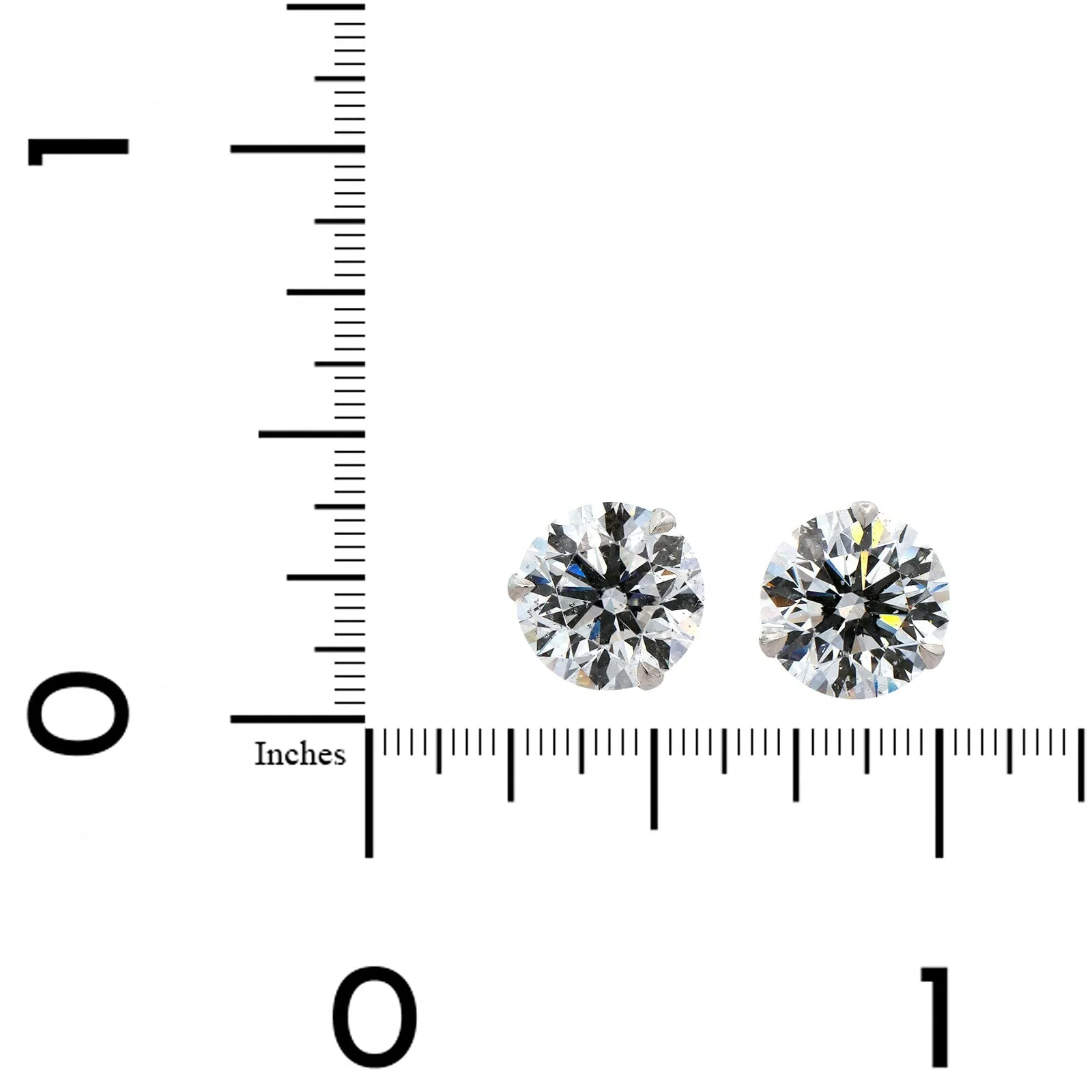 18K White Gold 3 Prong Diamond Stud Earrings