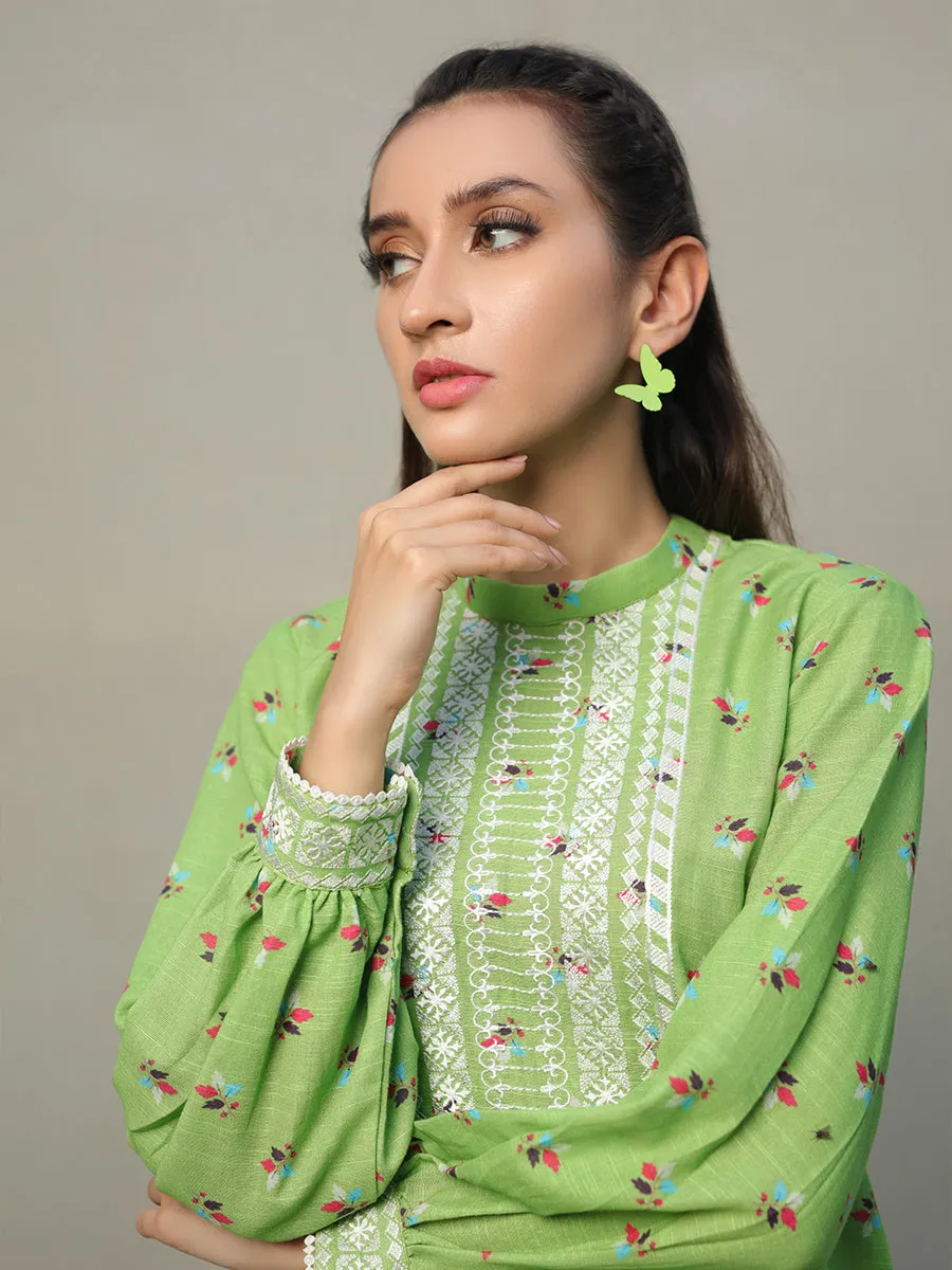 1pc - Stitched Basic Printed Khaddar Shirt