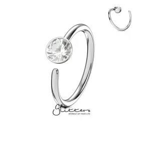 20 Gauge Surgical Steel Single Clear Gem End Bendable Nose Ring