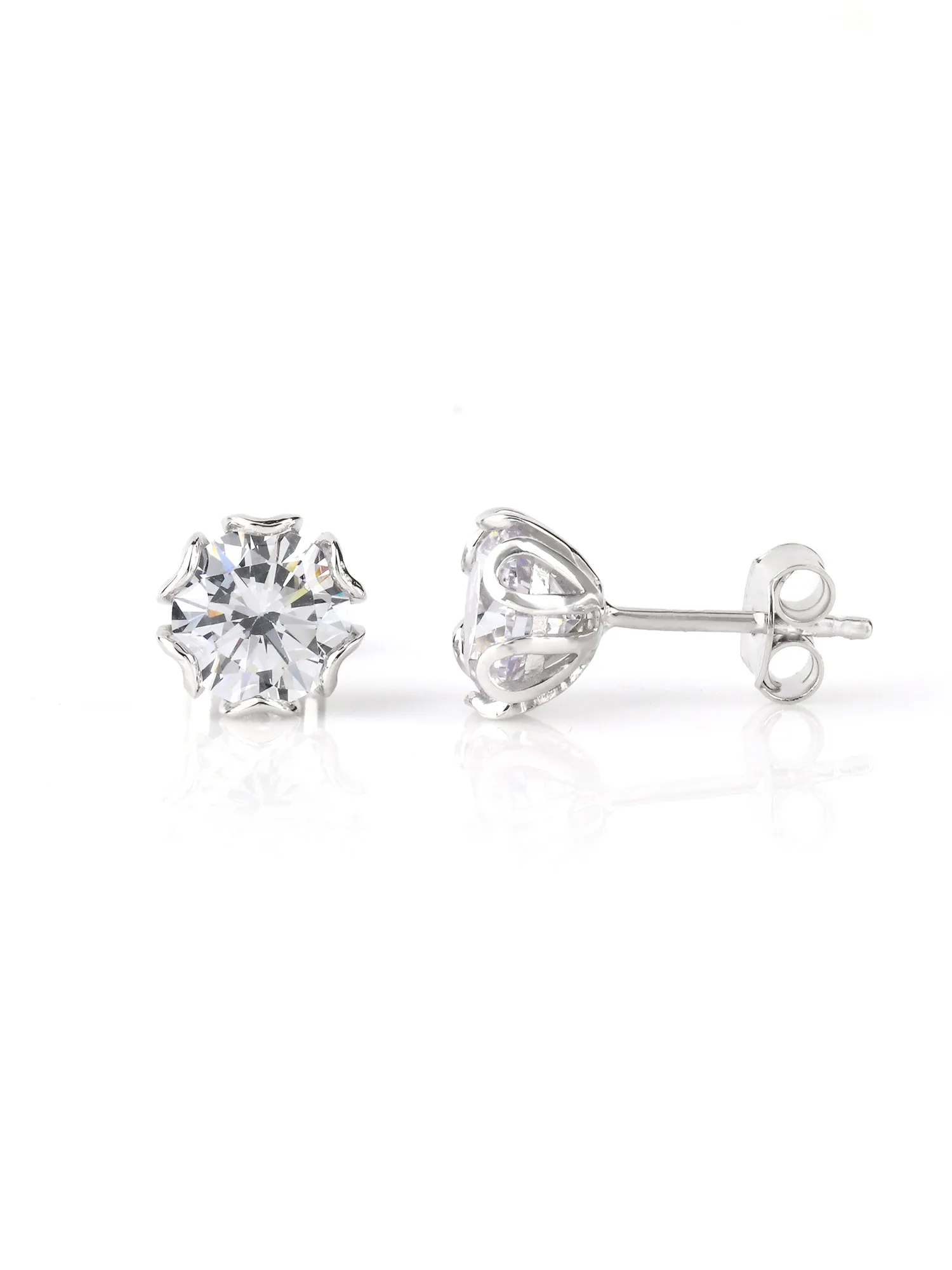 2.5 Carat American Diamond Flower 925 Silver Stud Earrings