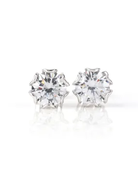 2.5 Carat American Diamond Flower 925 Silver Stud Earrings