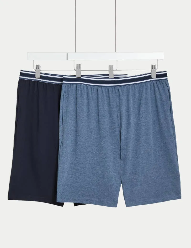 2pk Pure Cotton Pyjama Shorts