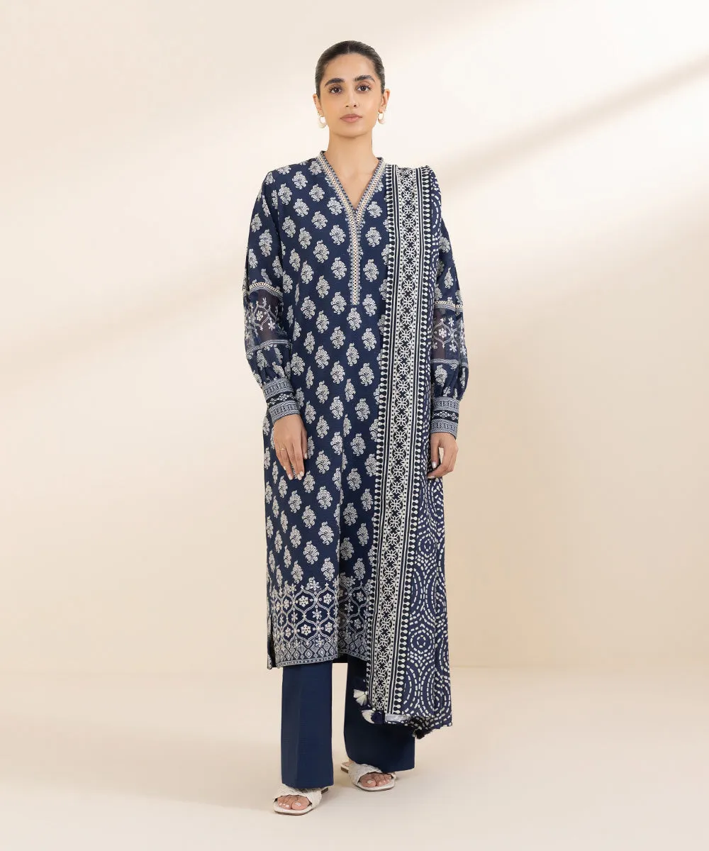 3 Piece - Embroidered Khaddar Suit