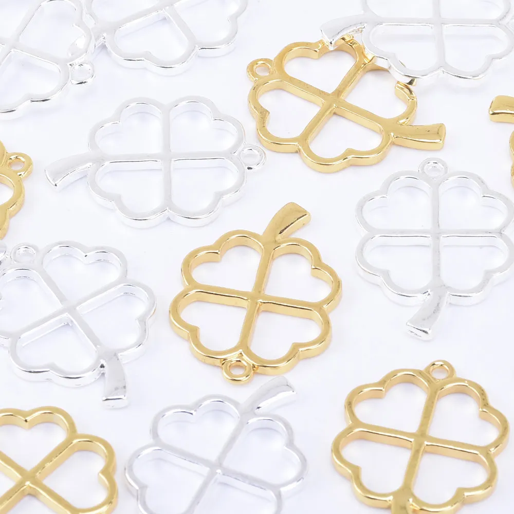 33*24mm Zinc alloy Four Leaf Clover Open Back pendant Open Back Resin charm 10pcs 102324