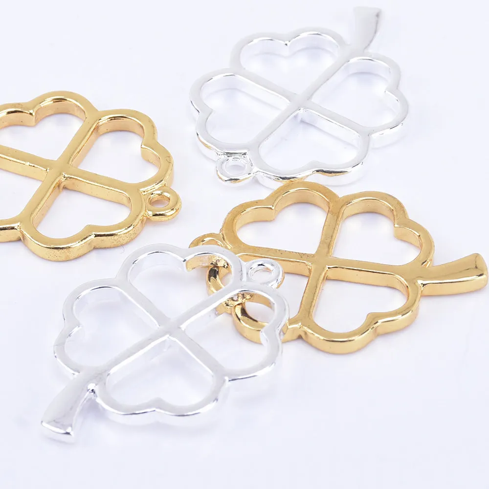 33*24mm Zinc alloy Four Leaf Clover Open Back pendant Open Back Resin charm 10pcs 102324