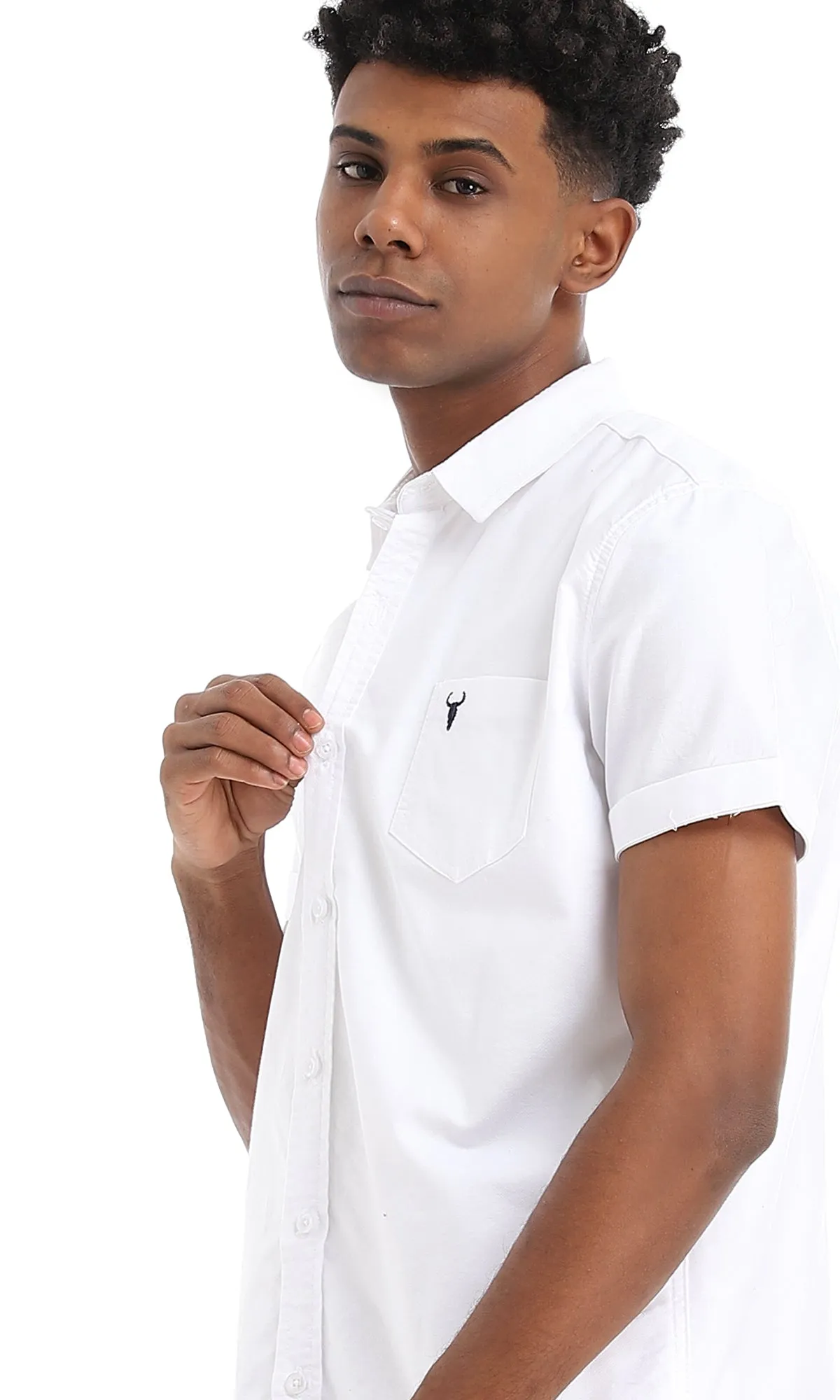 34659 Plain Basic Short Sleeves Shirt - White