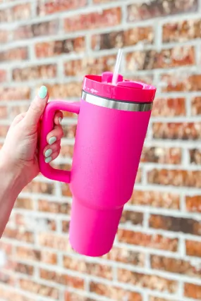 40oz Tumbler, Ice Flower Hot Pink