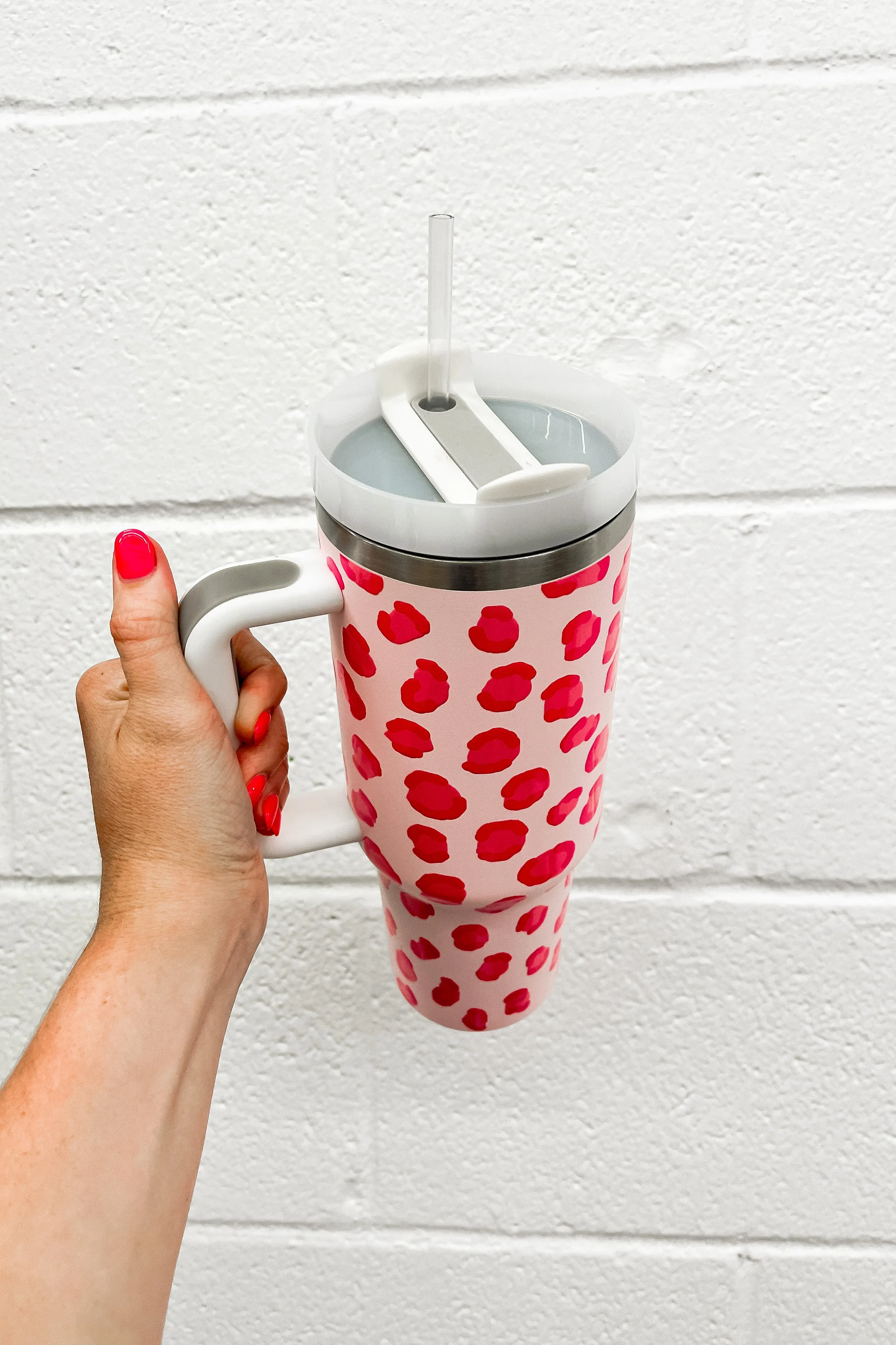 40oz Tumbler, Multi Pink Leopard