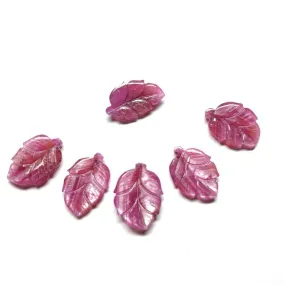 43.50cts Natural Untreated ROSEMARY SHEEN PINK SAPPHIRE Gemstone Hand Carved Indian LEAVES 19*12mm - 19*15mm 6pcs For Jewelry