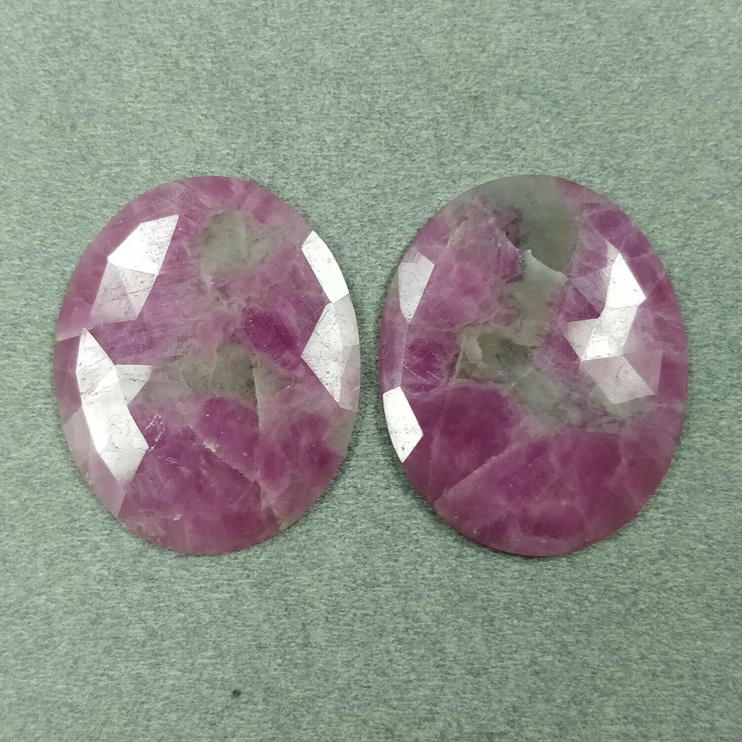 59.00cts Natural Untreated PINK SAPPHIRE Gemstone Oval Shape Rose Cut 34*27mm Pair For Jewelry