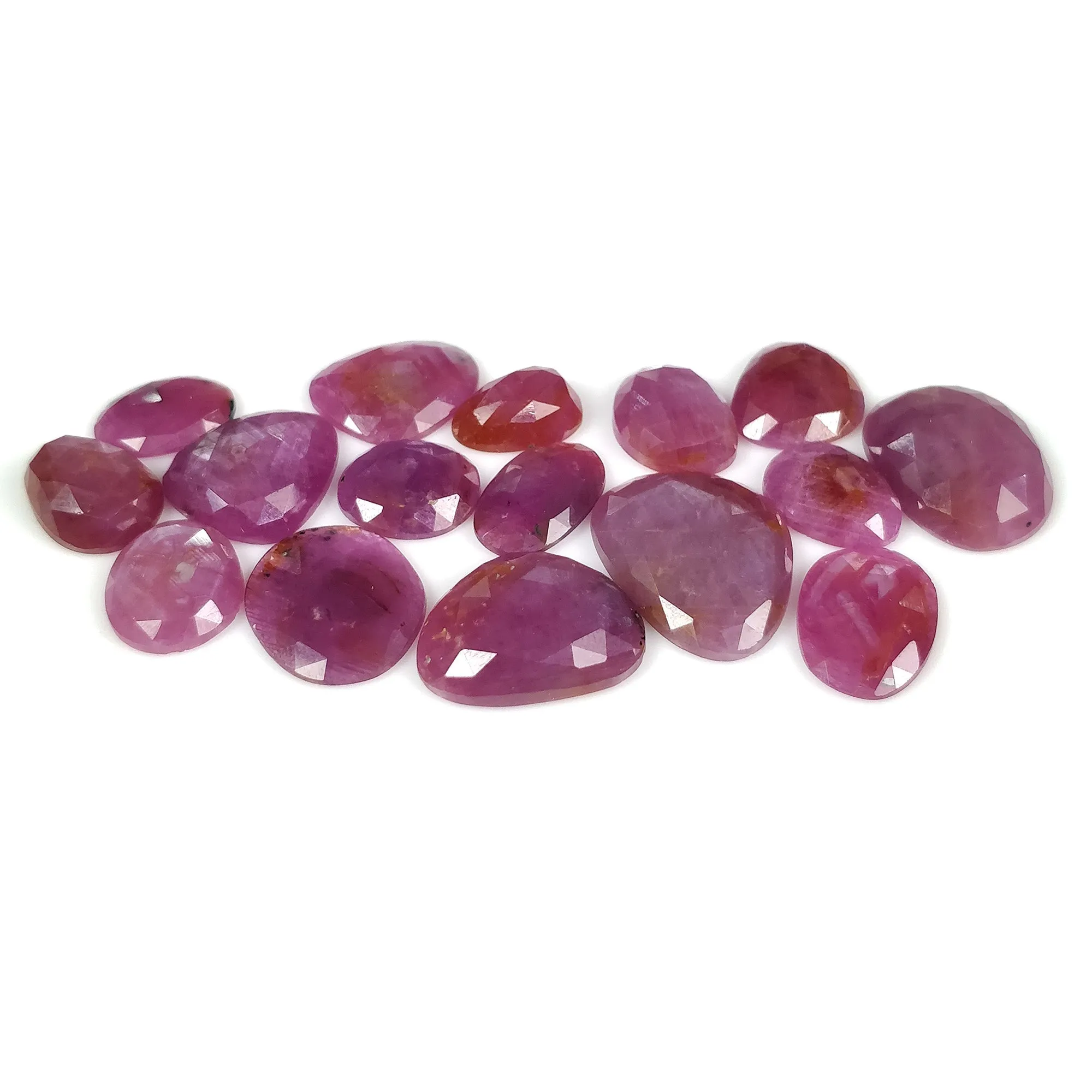 82.50cts Natural Untreated Raspberry Sheen PINK SAPPHIRE Gemstone September Birthstone Uneven Shape Rose Cut 11*8mm - 18*14mm 16pcs