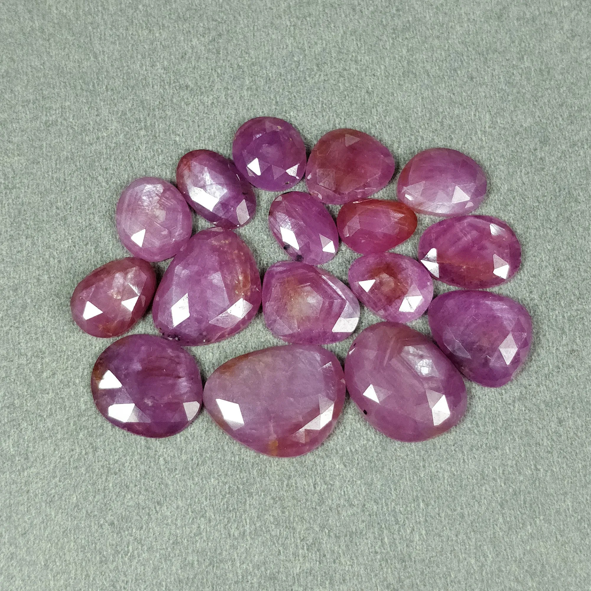 82.50cts Natural Untreated Raspberry Sheen PINK SAPPHIRE Gemstone September Birthstone Uneven Shape Rose Cut 11*8mm - 18*14mm 16pcs