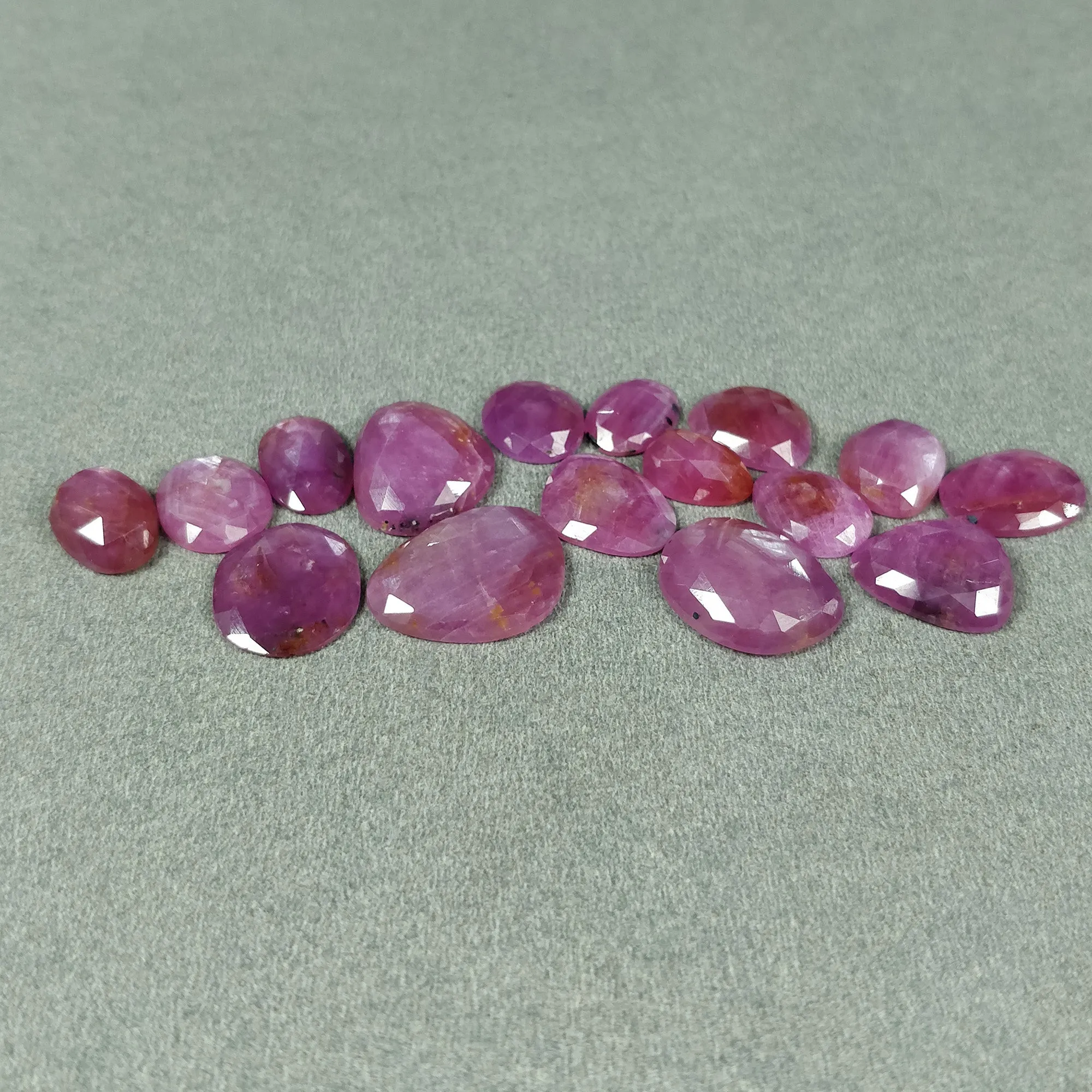 82.50cts Natural Untreated Raspberry Sheen PINK SAPPHIRE Gemstone September Birthstone Uneven Shape Rose Cut 11*8mm - 18*14mm 16pcs