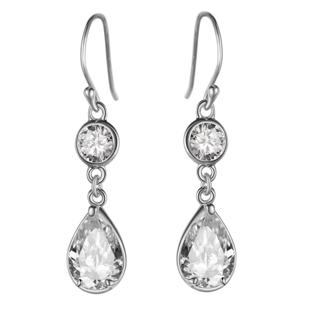 925 Silver Drop Dangle Cubic Zirconia Earring