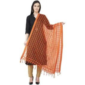 A R Silk Cotton square Regular Dupatta Orange Color Dupatta or Chunni