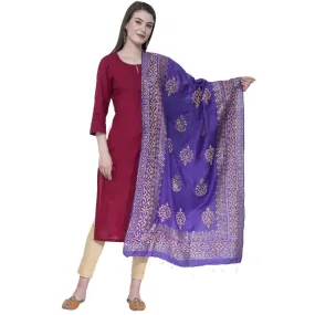 A R Silk Purple Color Chanderi Gold Print Dupattas and Chunnis