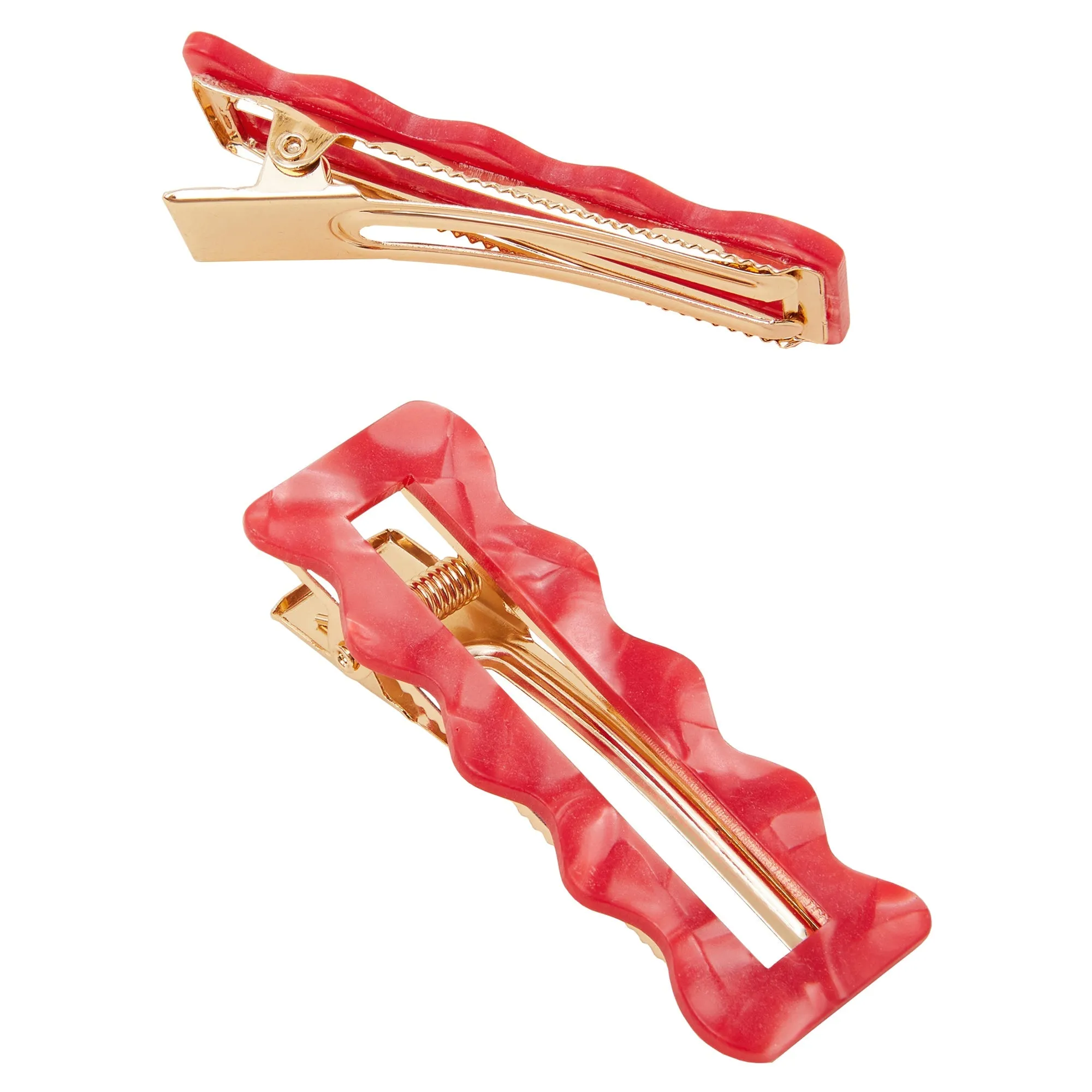 Accessorize London Women's Pink Wavy Snap Clips