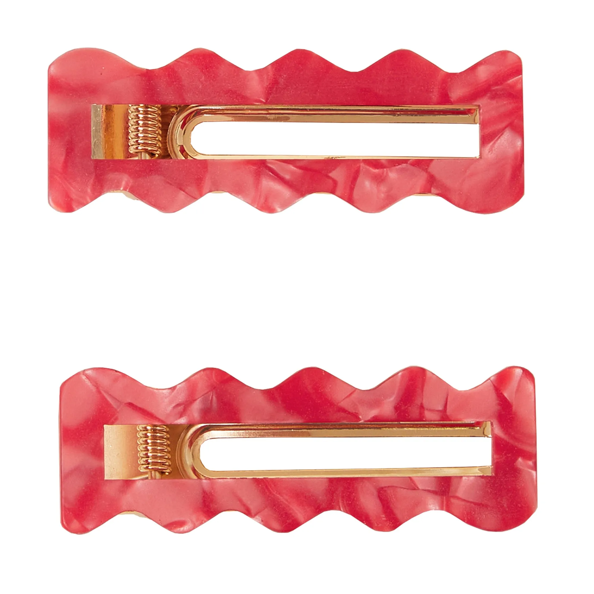 Accessorize London Women's Pink Wavy Snap Clips