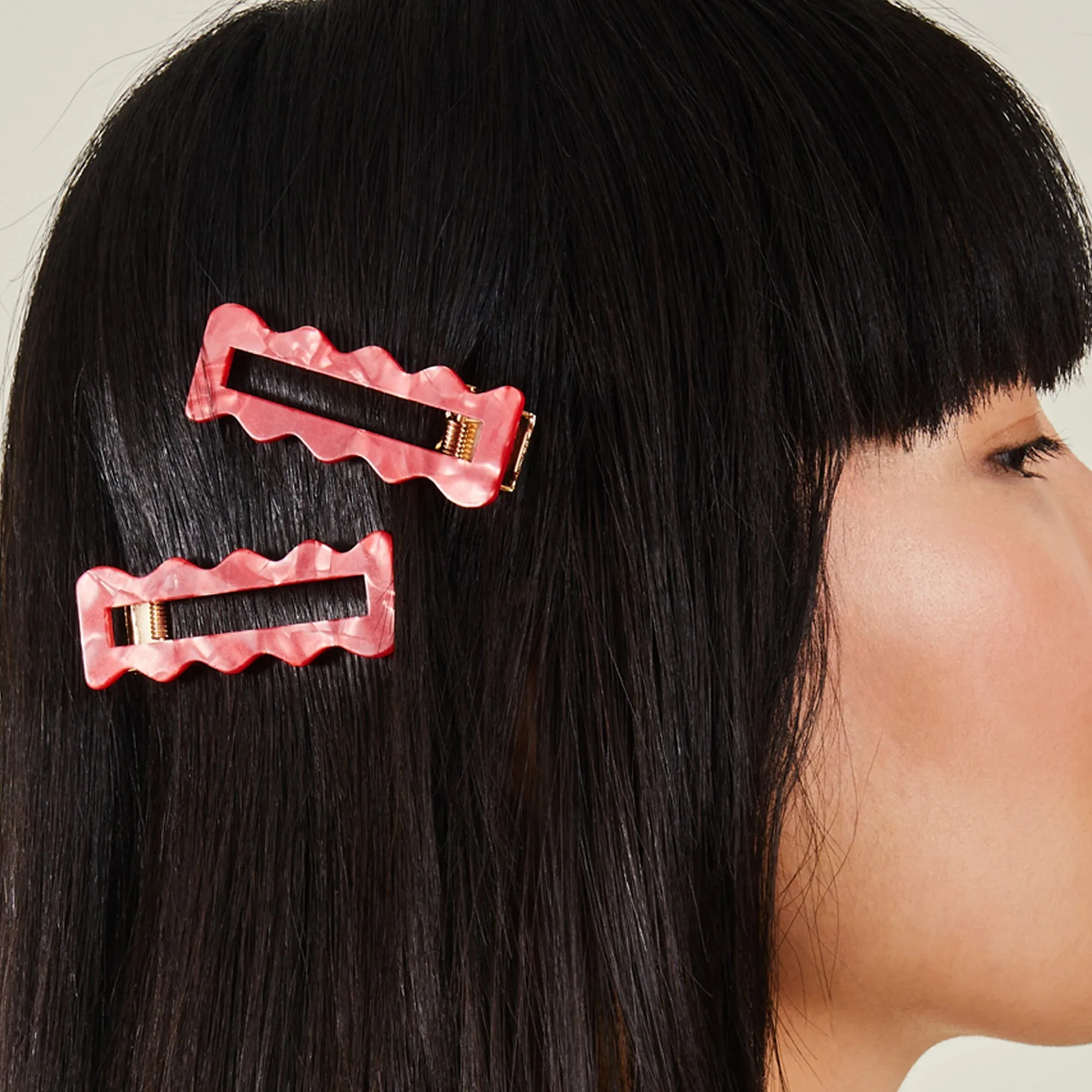 Accessorize London Women's Pink Wavy Snap Clips