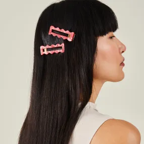 Accessorize London Women's Pink Wavy Snap Clips