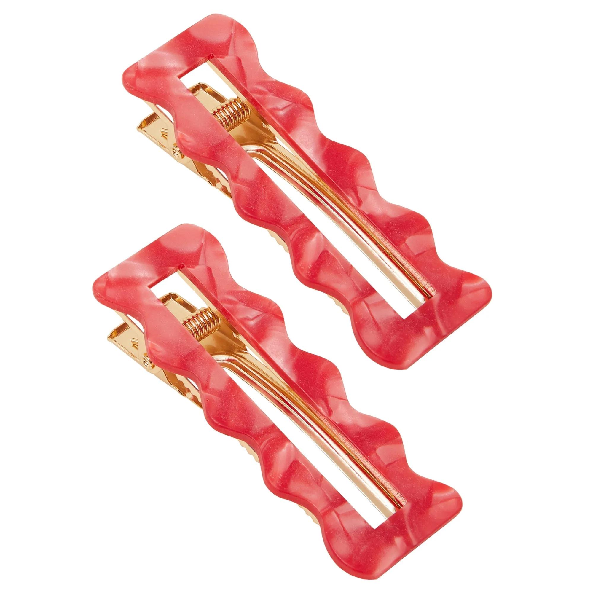 Accessorize London Women's Pink Wavy Snap Clips