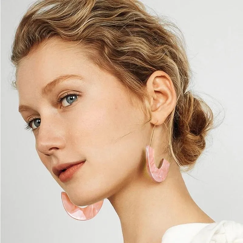 Acrylic Pink Hoop Earring