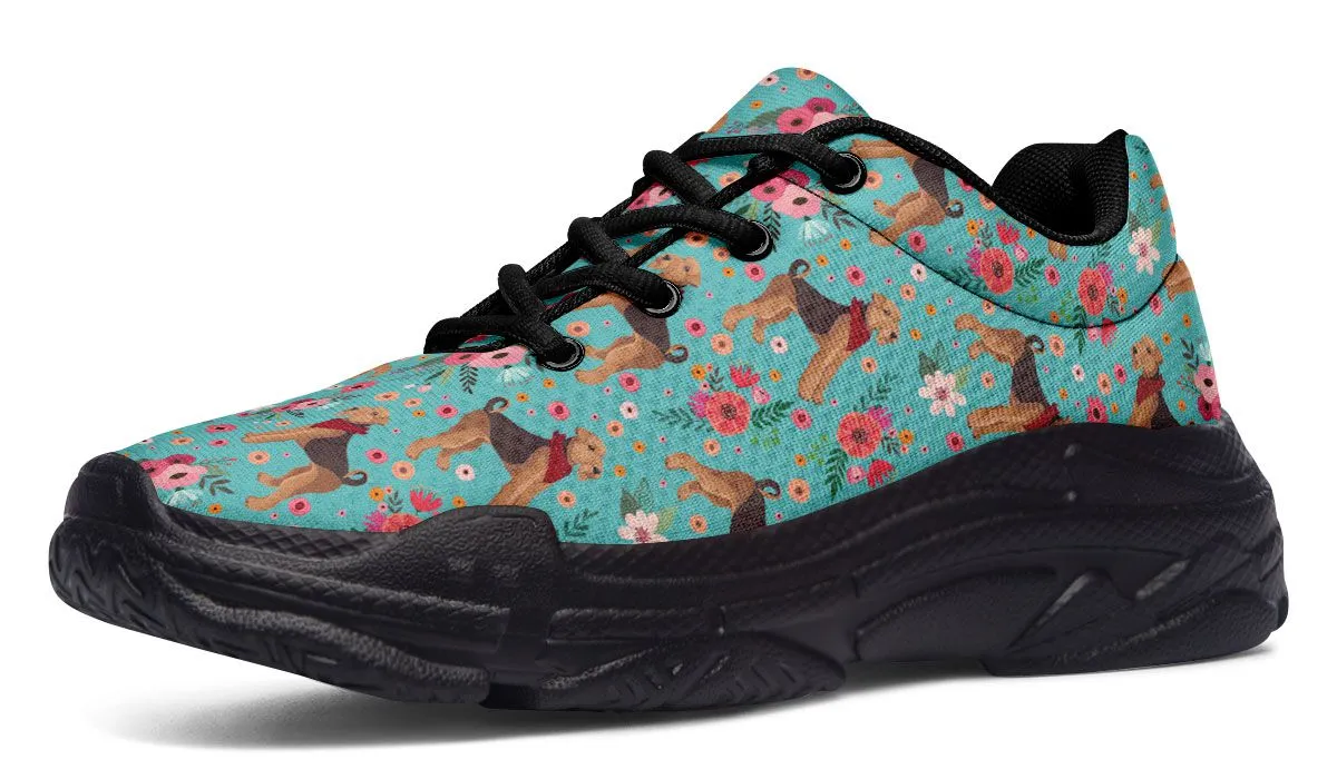 Airedale Terrier Flower Chunky Sneakers