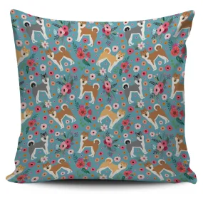 Akita Flower Pillow Cover