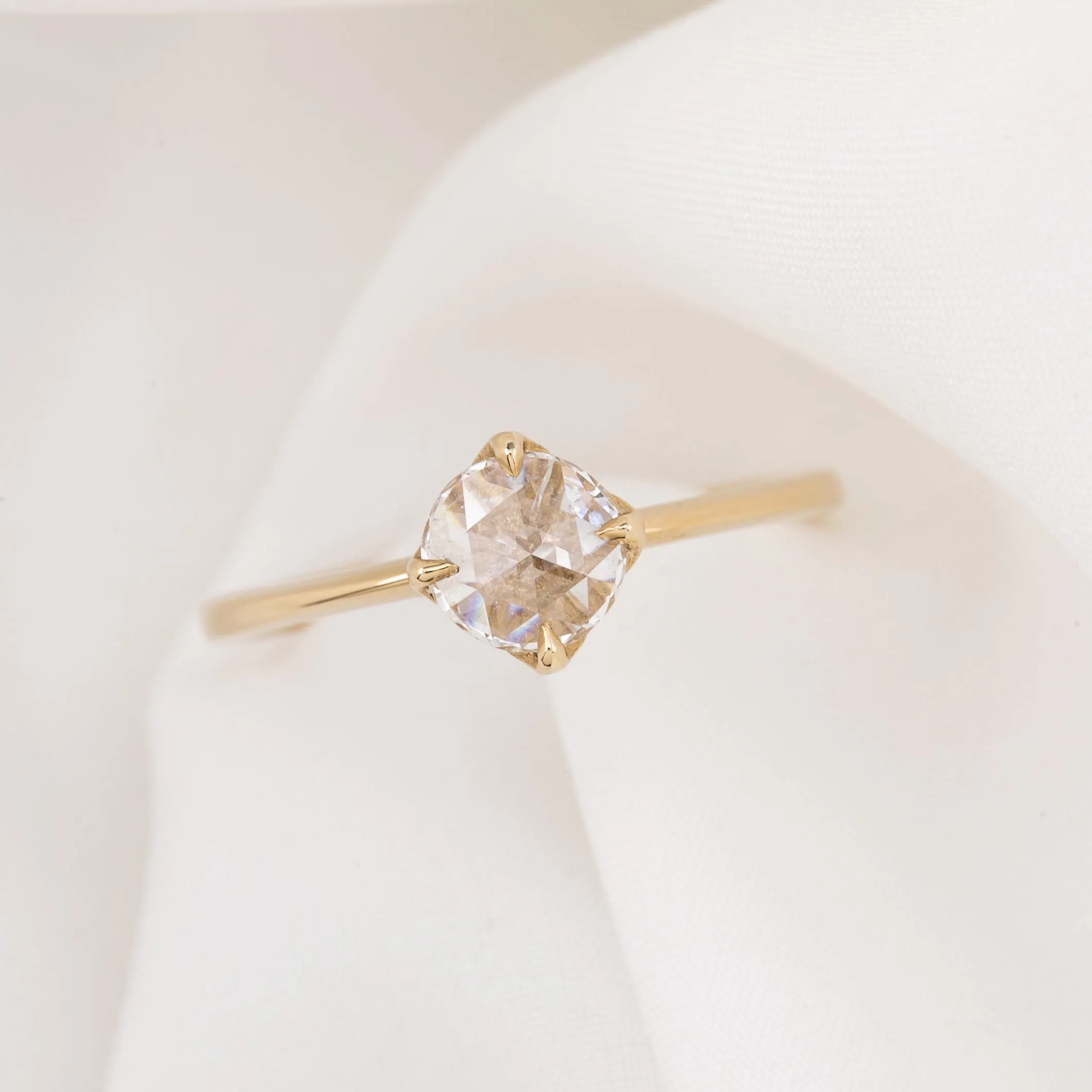 Alice Ring 0.49ct Rose Cut Diamond, 14k Yellow Gold (One of a kind)