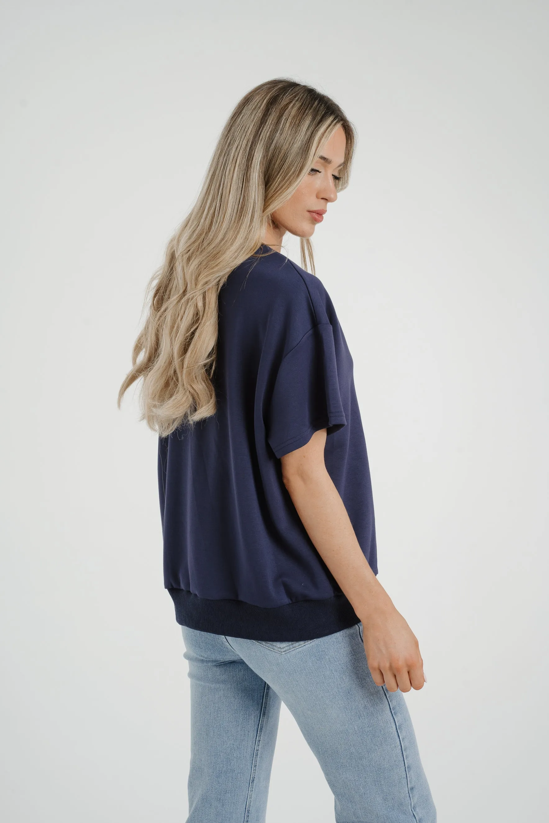 Ally Bow Front Top In Navy