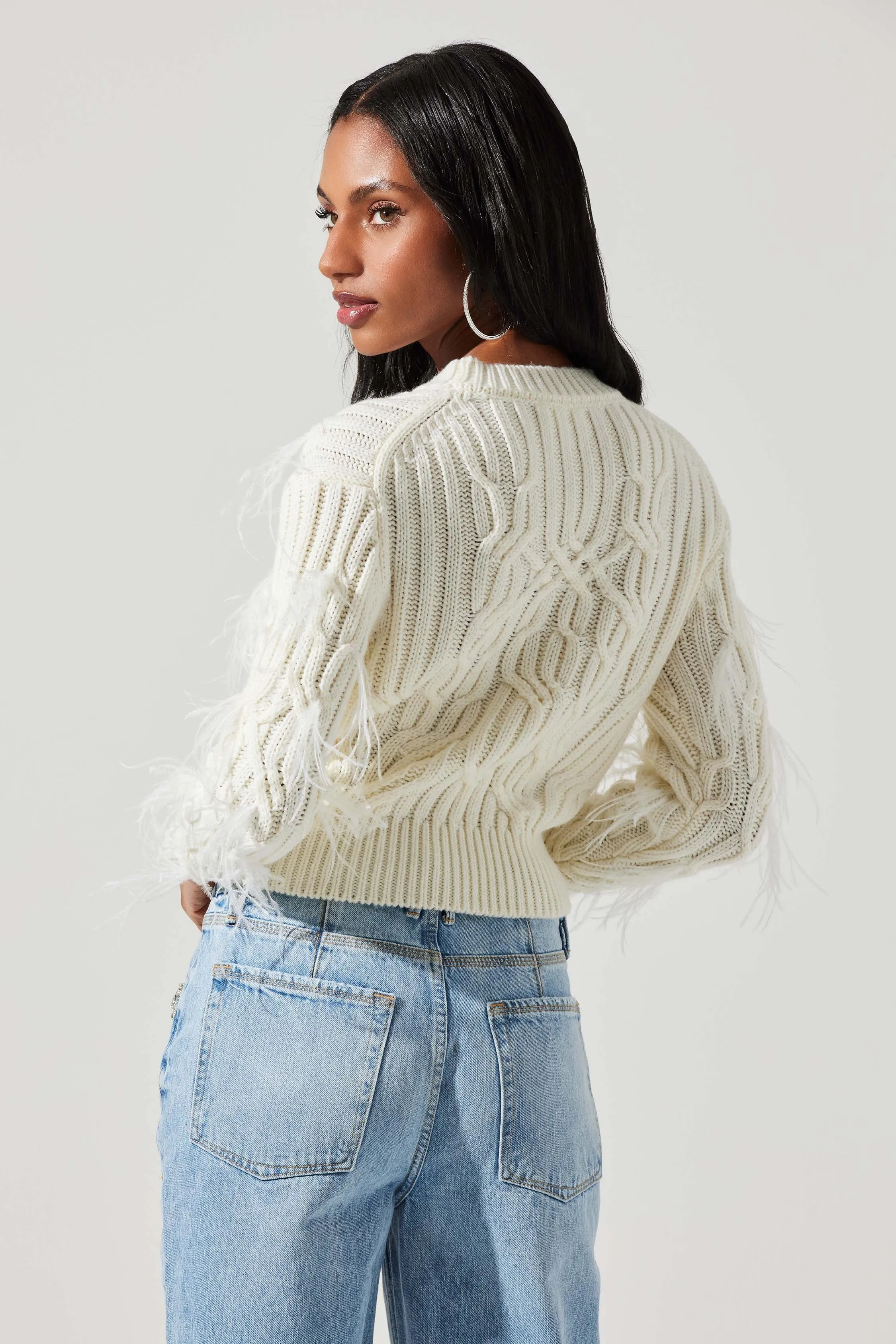 Almeida Feather Cable Knit Sweater