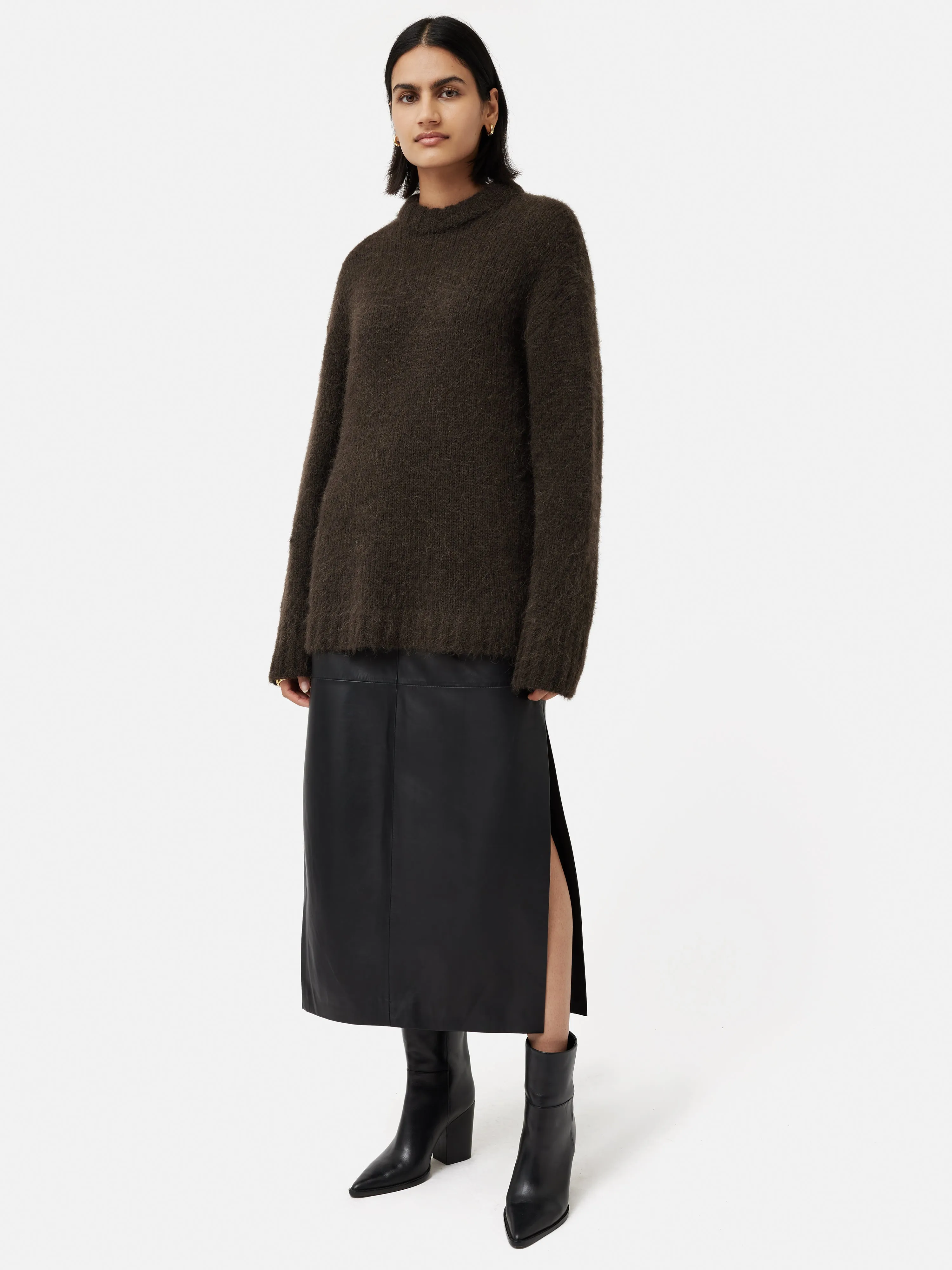 Alpaca Blend Oversized Jumper | Brown