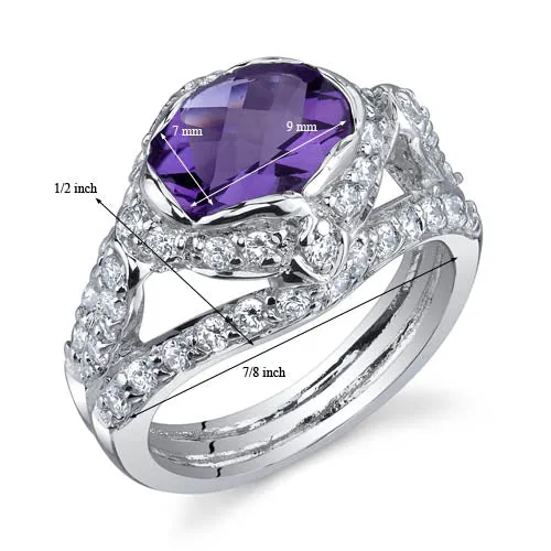 Amethyst Oval Cut Sterling Silver Ring Size 6