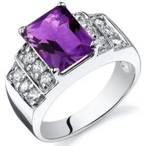 Amethyst Radiant Cut Sterling Silver Ring Size 9