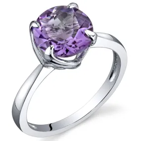 Amethyst Round Cut Sterling Silver Ring Size 7