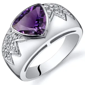 Amethyst Trillion Sterling Silver Ring Size 5