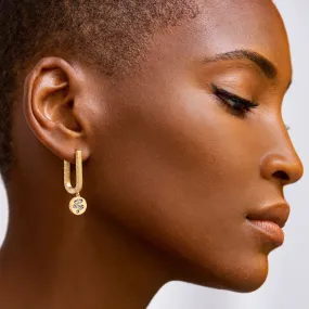 AMMANII Queen Tiye Hoop Earrings with Charm in Vermeil Gold