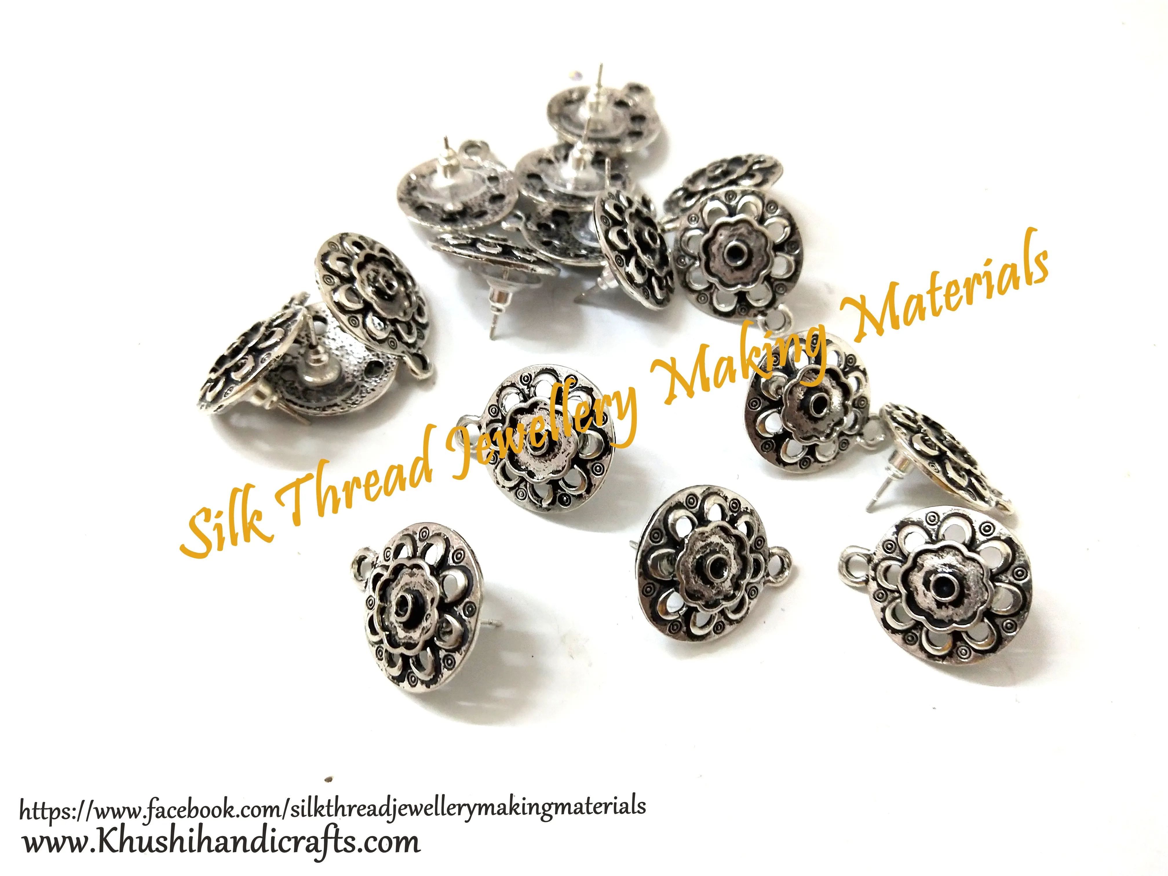 Antique Silver Flower studs -ST63