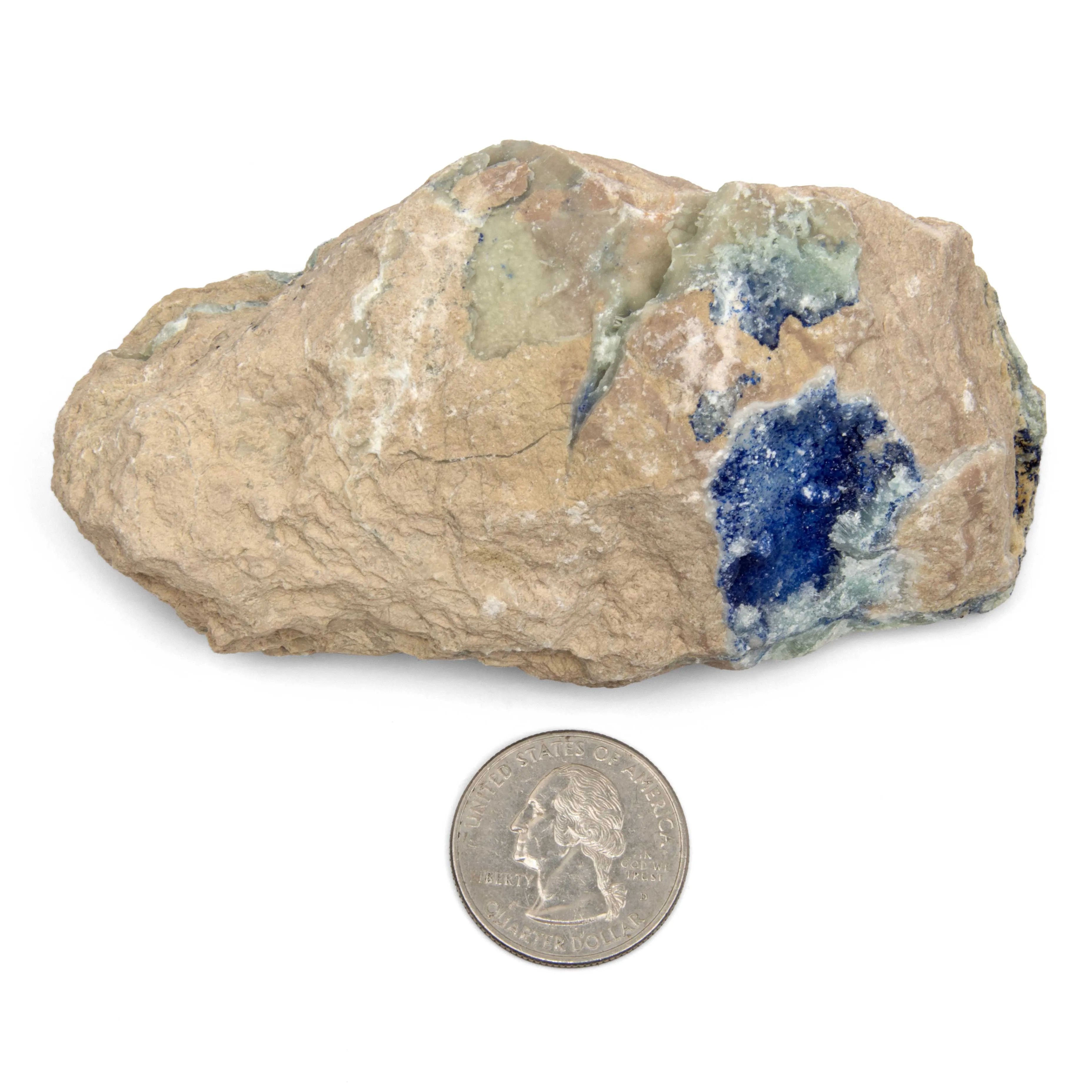 Aragonite w/ Azurite - Blue, Rough