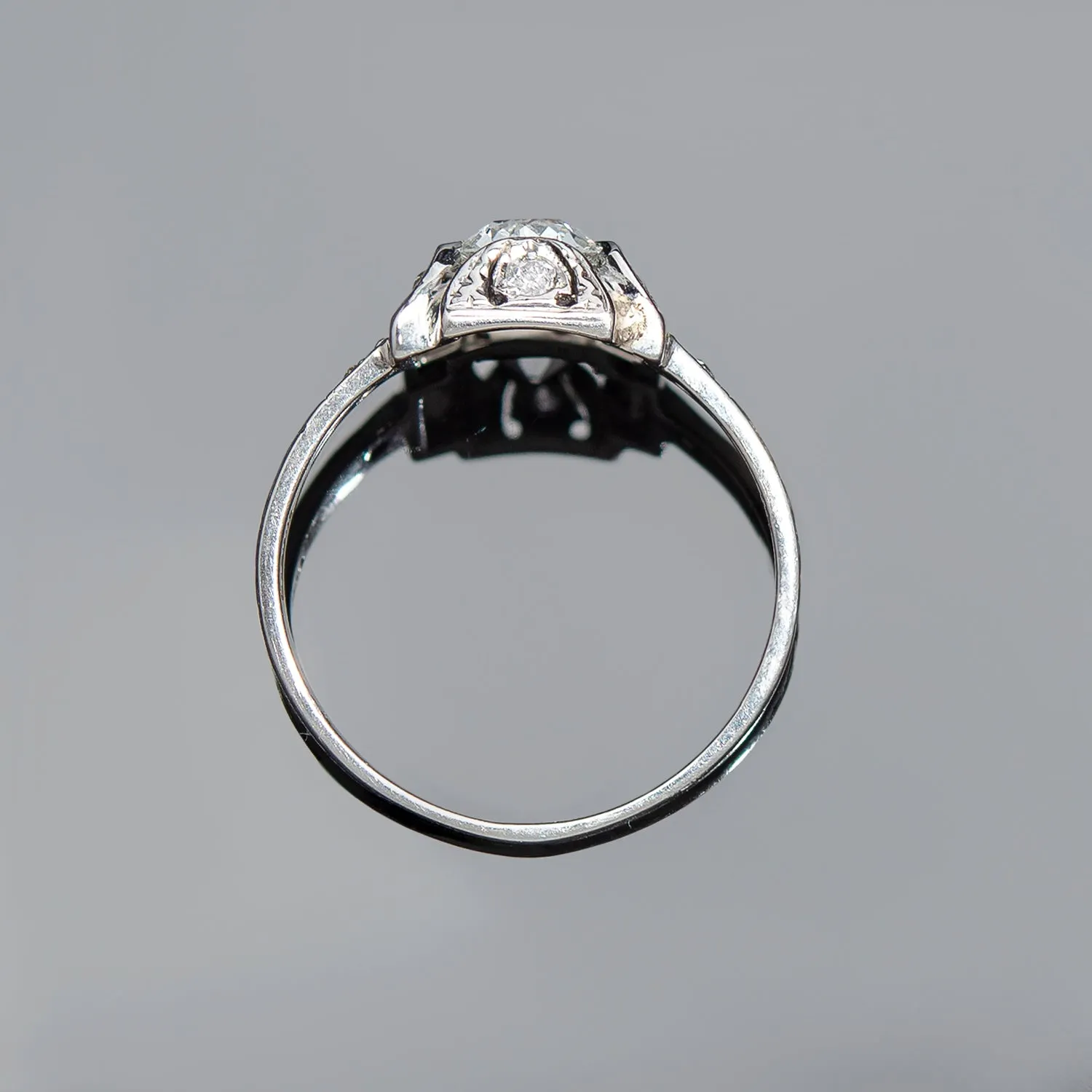 Art Deco 18K Diamond Engagement Ring 0.65ct