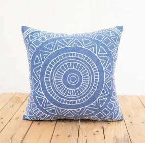 Aztec pattern pillow cover, blue colour, embroidery, geometrical, cotton pillow cover,16"X16"